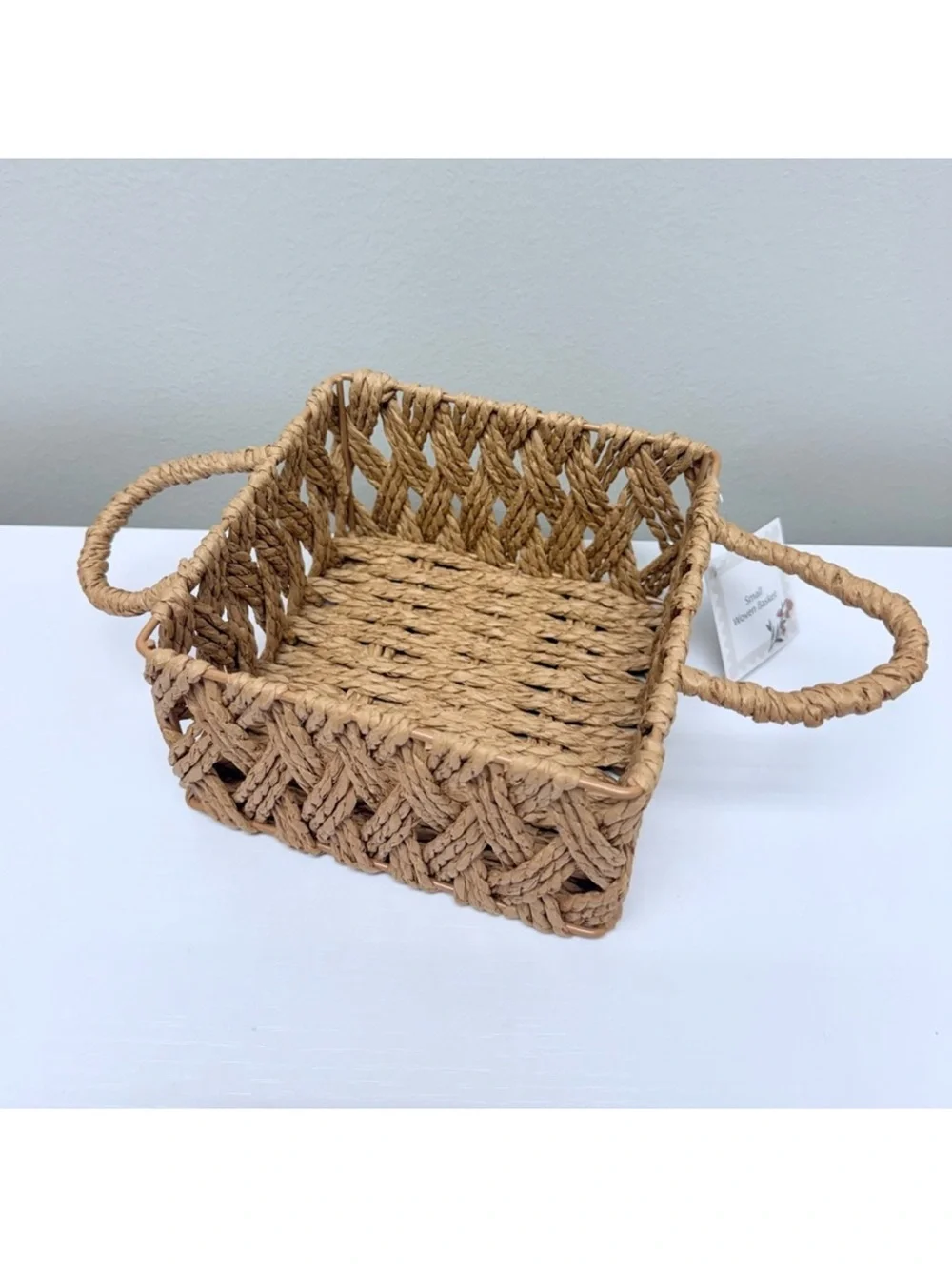 New Target Bullseye Playground Small Woven Rustic Square Basket w/ Handles